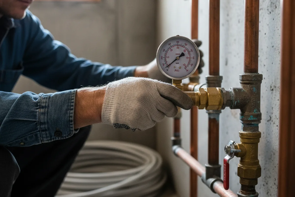Pressure testing a repaired line during Water Line Repair in Muskego